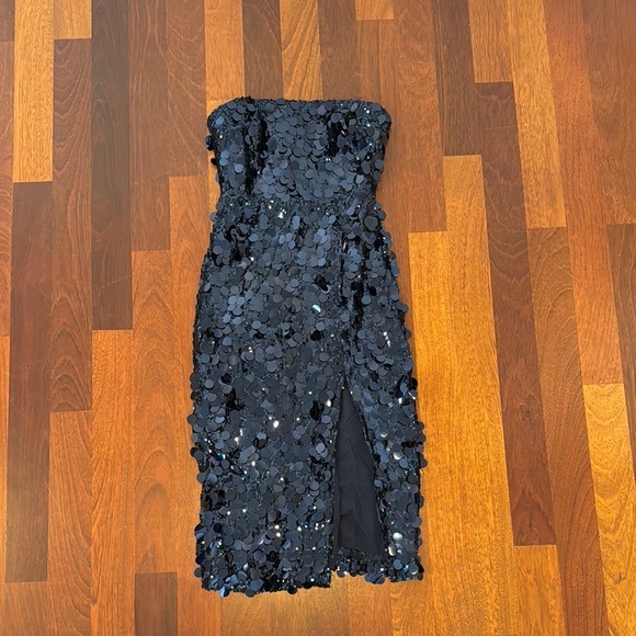 Amanda Uprichard Strapless Sequin Dress in Navy Blue - Picture 6 of 13